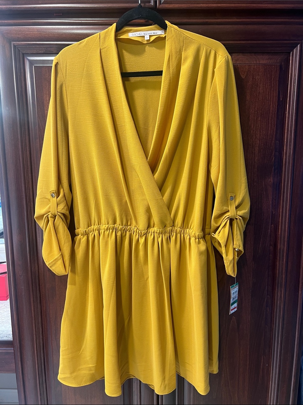 RACHEL Rachel Roy Mustard Yellow Wrap-Style Dress